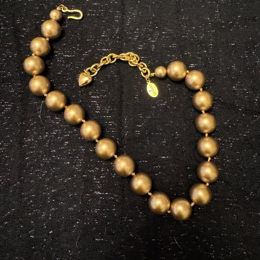 Vintage Carolee Gold-Tone Beaded Choker Necklace 16 inch
